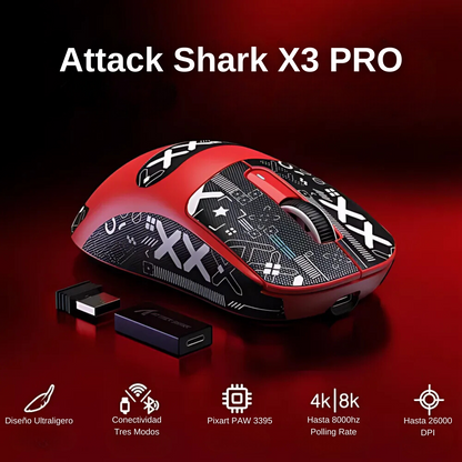 Mouse Gamer Attack Shark Superlight X3 Pro Inalámbrico 4K/8K.