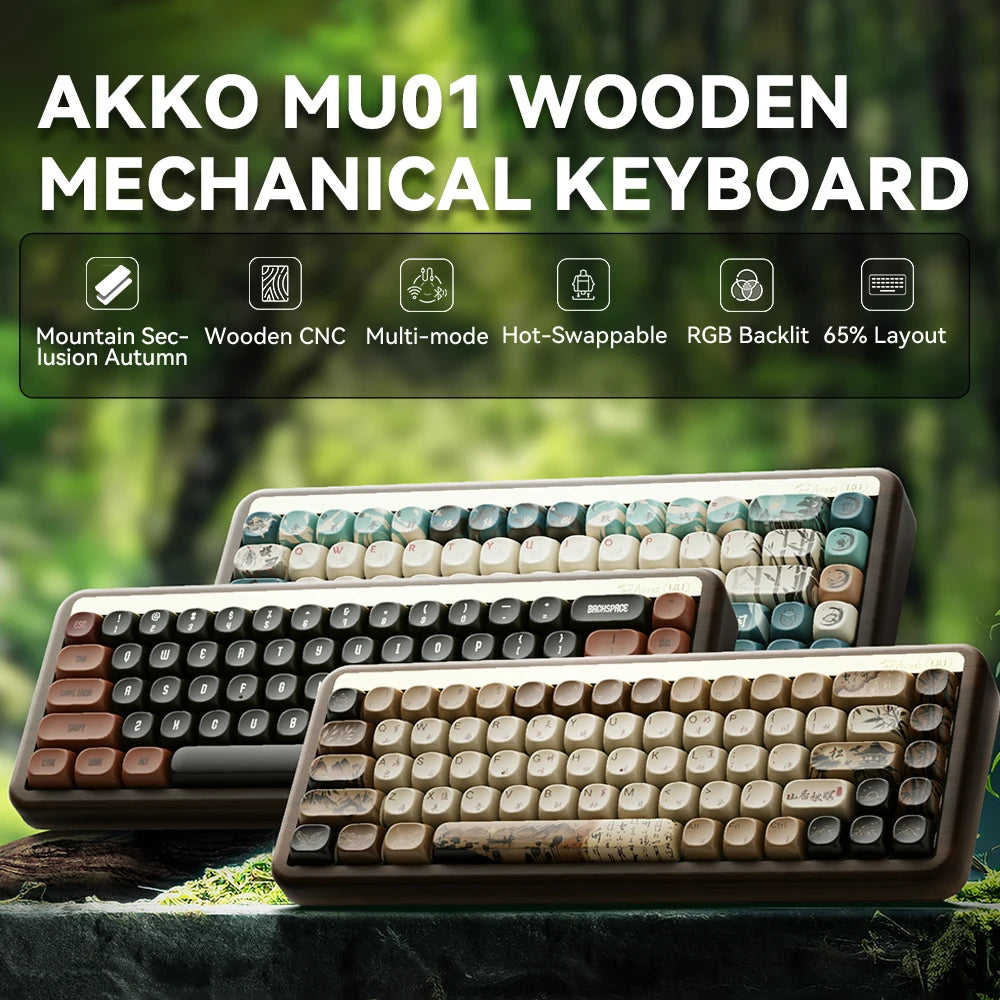 Teclado Mecánico Akko MU01 de Madera Inalámbrico.