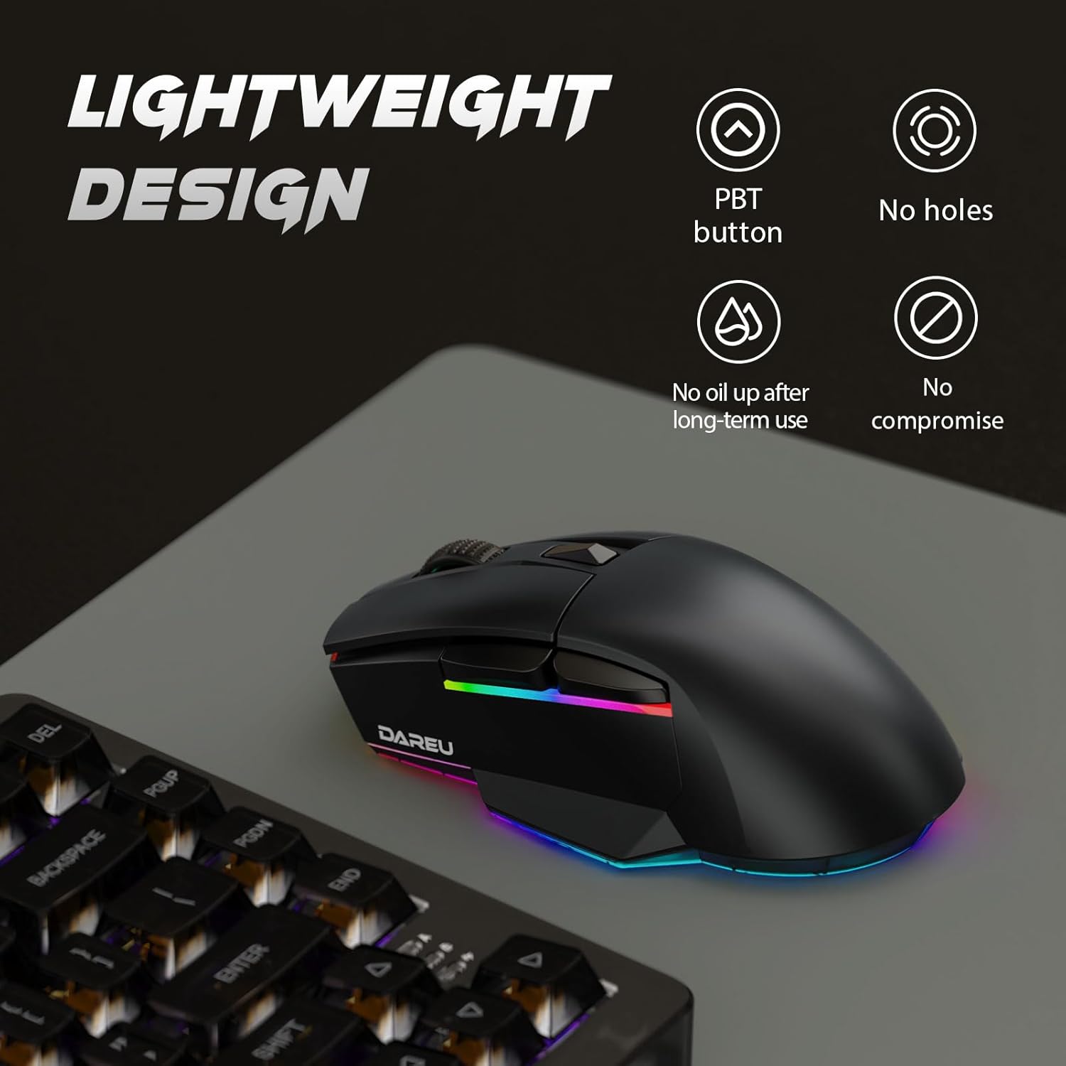 Mouse Gamer Dareu A955 con Base de Carga.